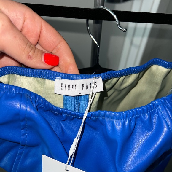 A.M.R.A the label matching set pants and tube top blue leather SO SEXY - Picture 3 of 12